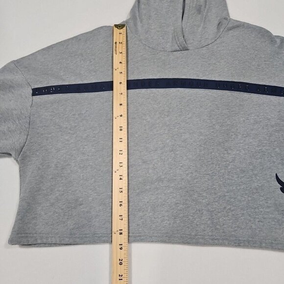 Under Armour Project Rock Womens Size M Loose Gray Fleece Crop Hoodie Sweatshirt - Picture 9 of 10